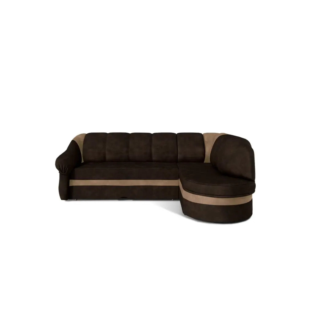 Divano angolare destro convertibile BENANA 250 cm marrone scuro e beige con contenitore
