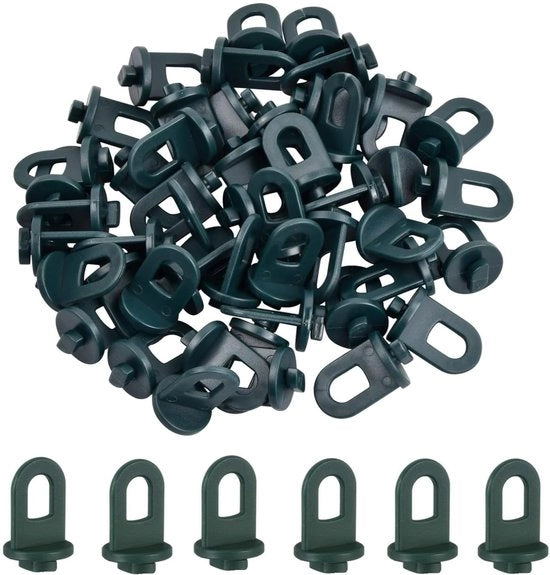 Kit di fissaggio in plastica per sostenitori di piante e accessori di sospensione in nero - 50 pezzi, adatto per serre, rampicanti, raccolta, ceste, vasi di fiori.