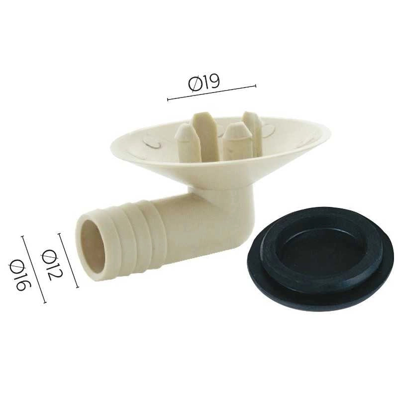 RACCORDO PIPETTA SCARICO UNITA\' ESTERNA CON ATTACCO DIAM. 19mm - UNIVERSALE