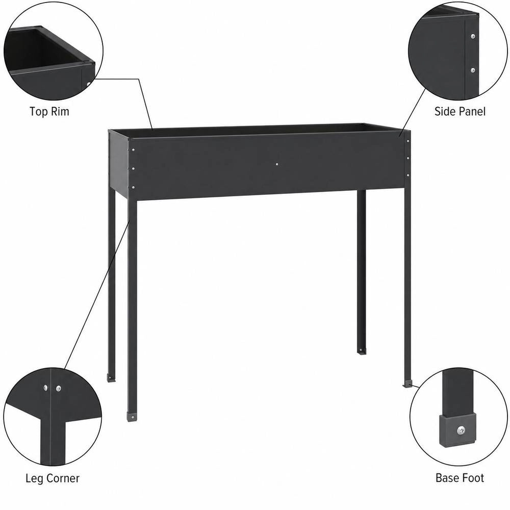 Anthracite Planter 100.5x40.5x90 Cm Galvanized Steel