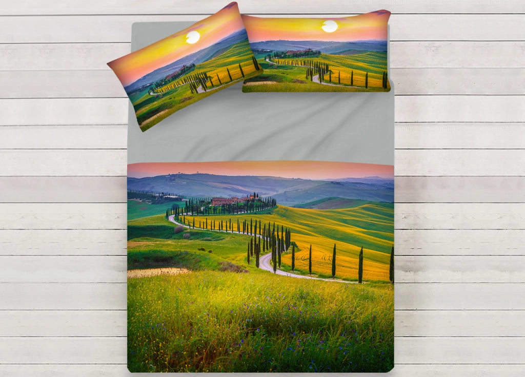Lenzuola Copriletto Letto Sogni D'oro 100% Cotone Disegno Tuscany 65 - Piazza E Mezza - Tuscany 65