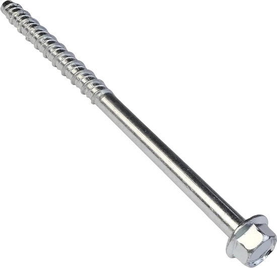 Set di 10 viti in acciaio per calcestruzzo a testa a 6 facce - con anello di avviamento - Ø7.8x120 mm - fissaggio diretto - senza chiodi - chiave a 10 mm - acciaio - rinnovo edile