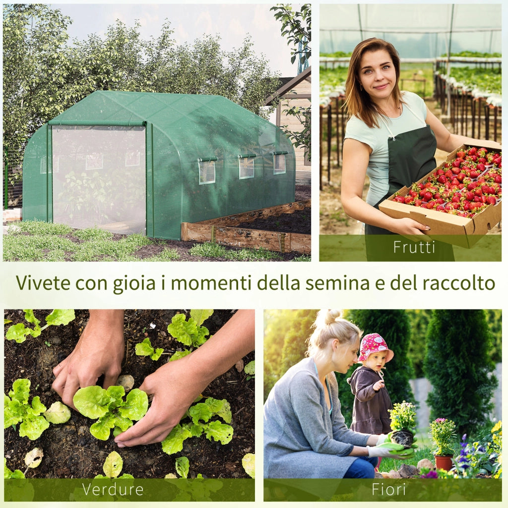 Serra da giardino in acciaio con copertura PE ¨C zephmum ¨C verde 3.5x3x2m