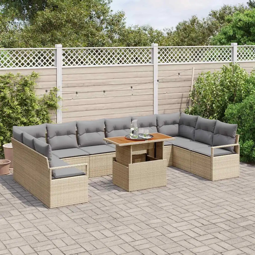 Set Divano da Giardino con cuscino 11 pcs Beige e grigio 3349762