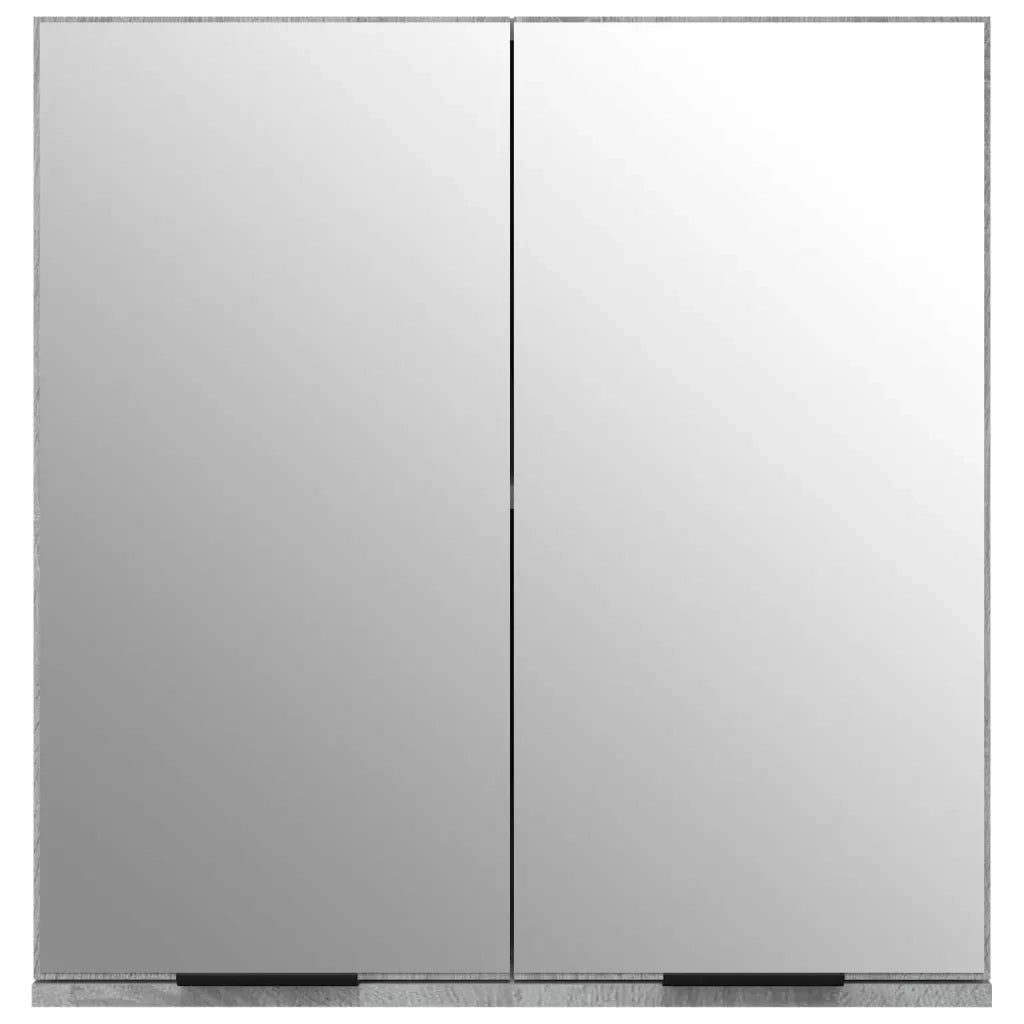 Armadietto a Specchio da Bagno-Mobile bagno con specchio Grigio Sonoma 64x20x67 cm