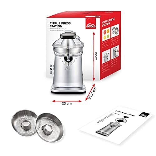 Solis 921.83 Spremiagrumi Elettrico 230 W con Funzione Antigoccia e Coperchio Argento