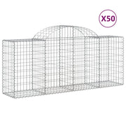 Cestini gabbioni recinzione a gabbia muro di contenimento ad arco 50 pezzi 200 x 50 x 80/100 cm ferro zincato argento 02_0040977