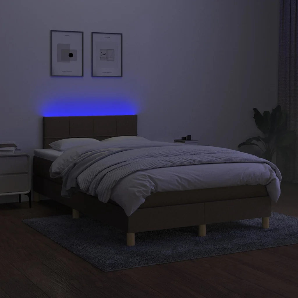 Letto a Molle Materasso e LED MarroneScuro 120x190cm in Tessuto 3270091