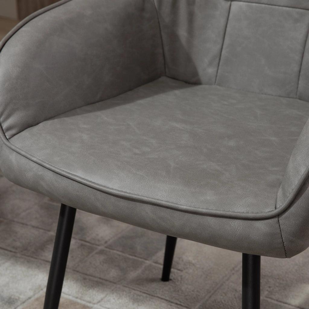 Sedia da Pranzo in Finta Pelle e Metallo Nero ¨C zephmum ¨C Grigio 61x58x84 cm
