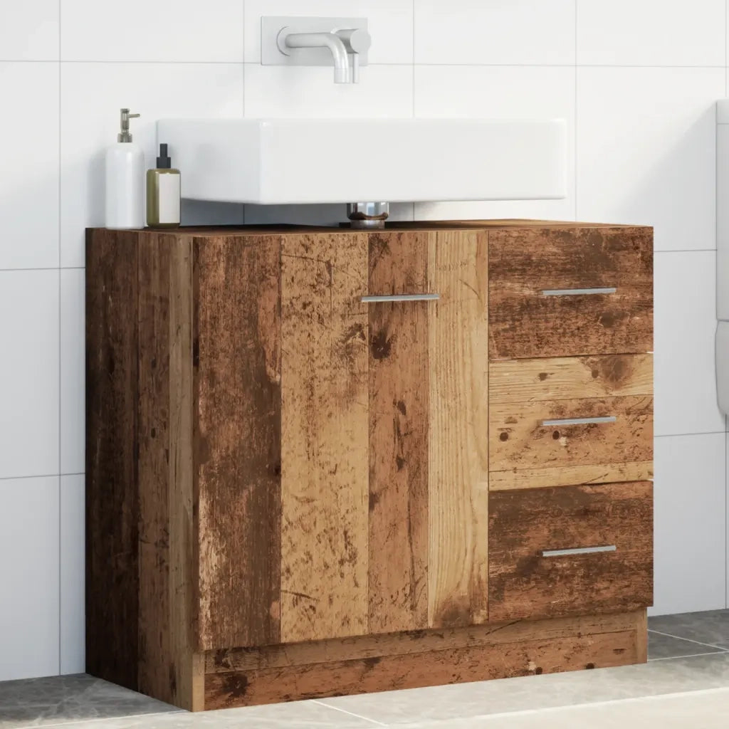 Mobile Sottolavabo-Armadietto da bagno Legno Vecchio 63x30x54 cm in Truciolato