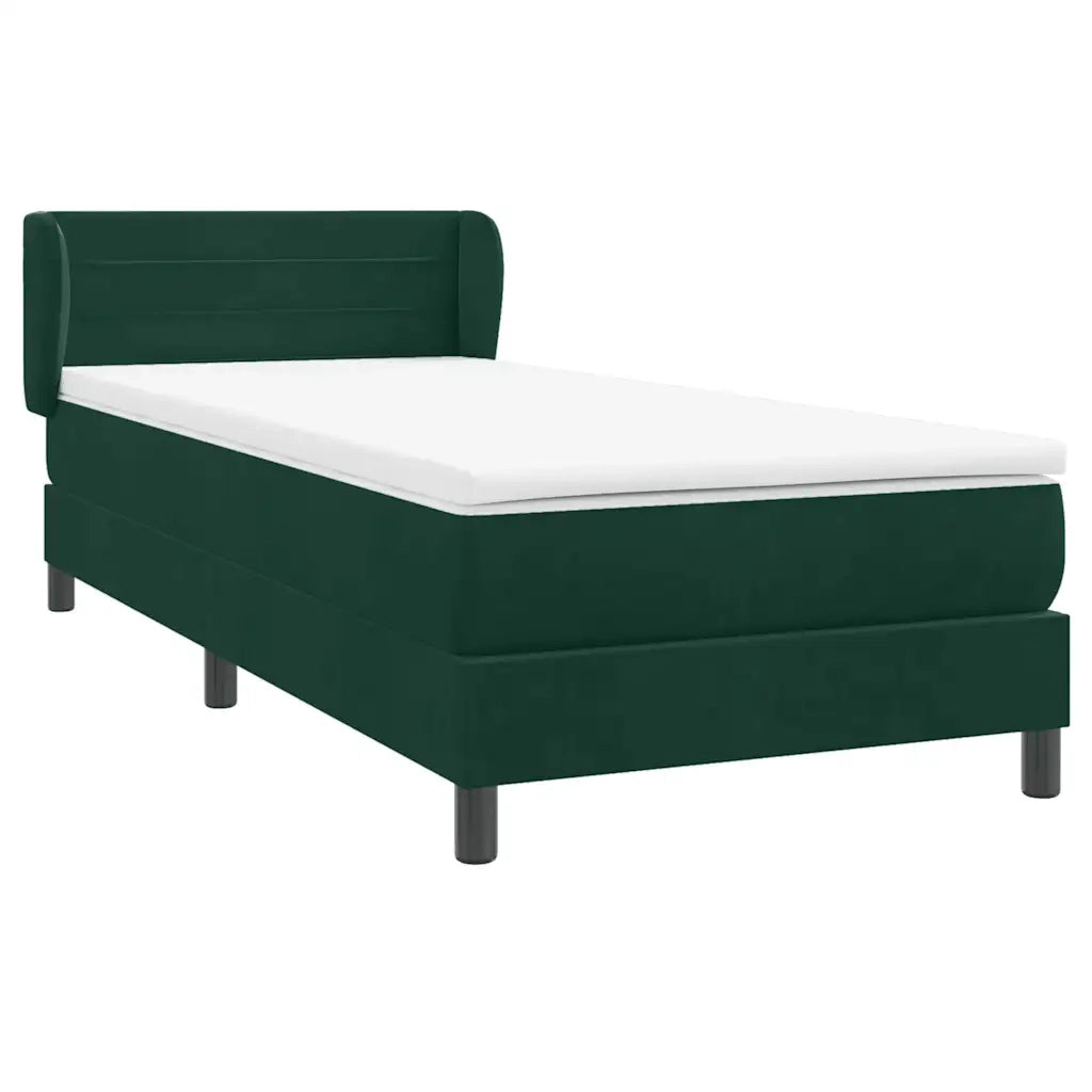 Giroletto a Molle con Materasso Verde Scuro 80x220 cm Velluto 3317634
