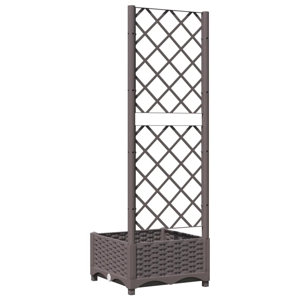 Fioriera | Cassetta per fiori | Vaso da Giardino con Graticcio Marrone 40x40x121,5 cm in PP