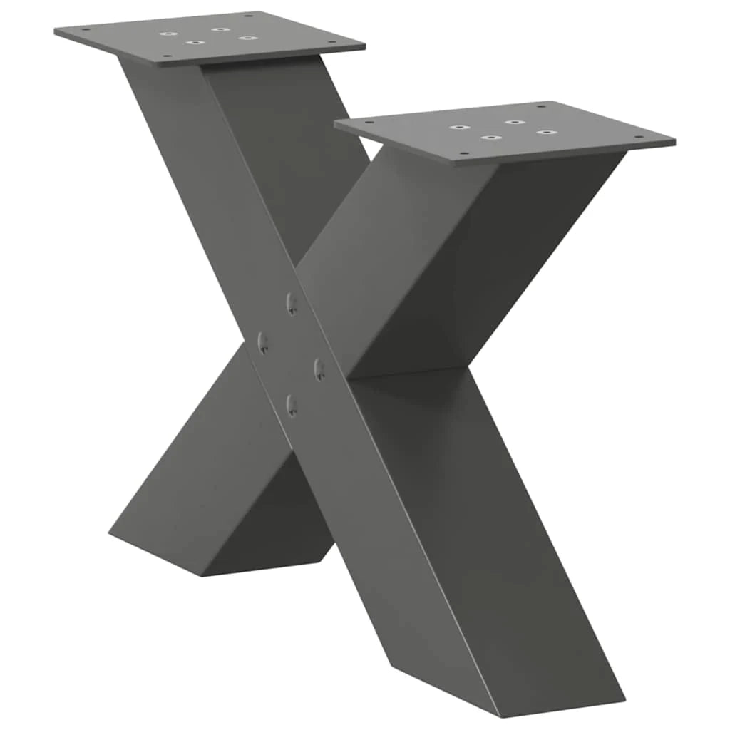 Set di 2 gambe per tavolino a forma di X 60 x 30 cm supporto regolabile design moderno acciaio antracite 02_0057214