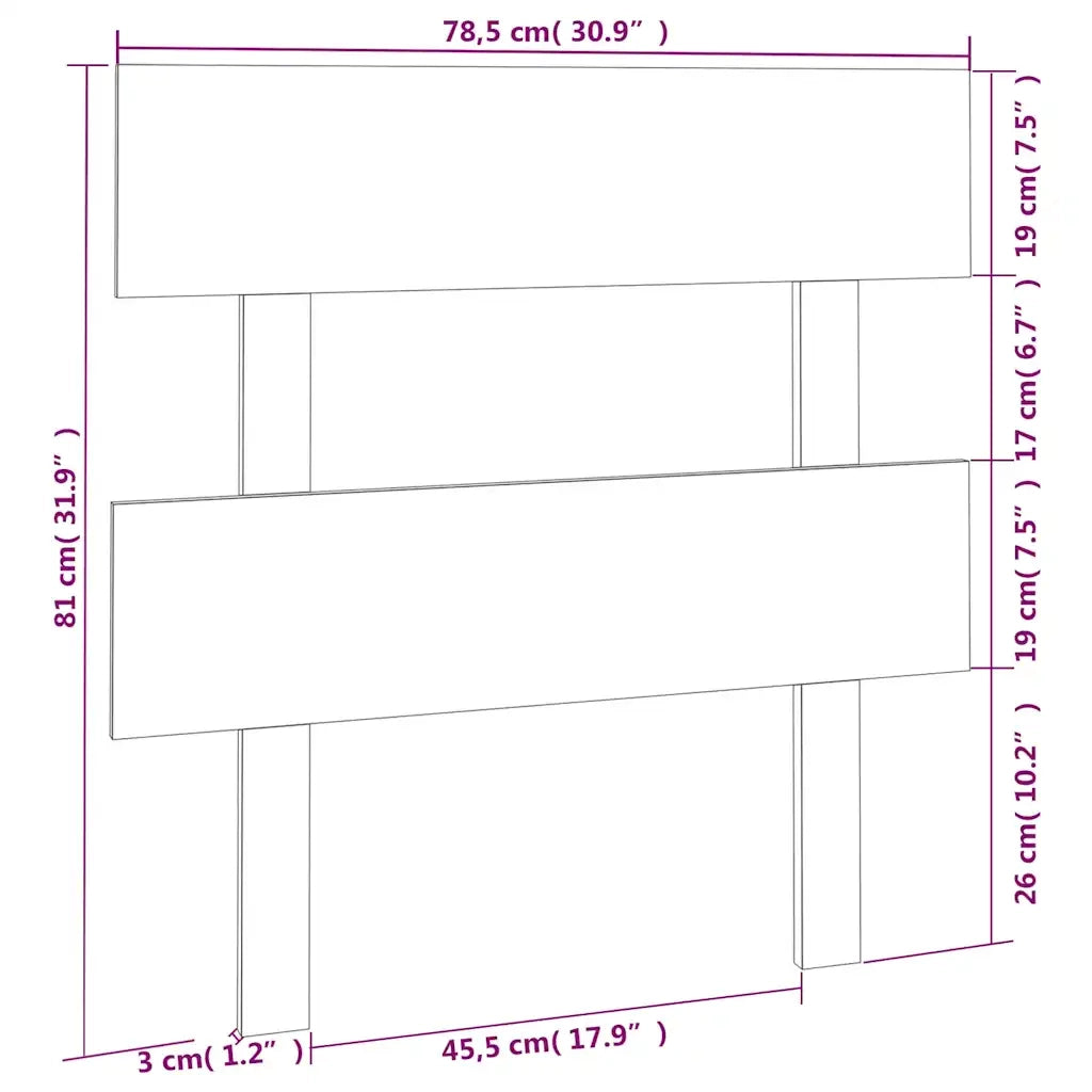Testiera per Letto 78,5x3x81 cm Legno Massello di Pino 819045