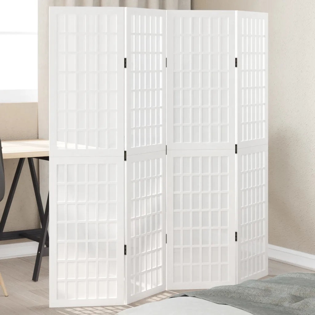 Divisorio Ambienti | Divider per stanze | Paravento 4Pannelli Bianco Legno Massello di Paulownia