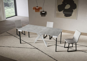 Consolle Allungabile 90-196x40x77 cm Saki Small Evolution Cemento Gambe Bianche