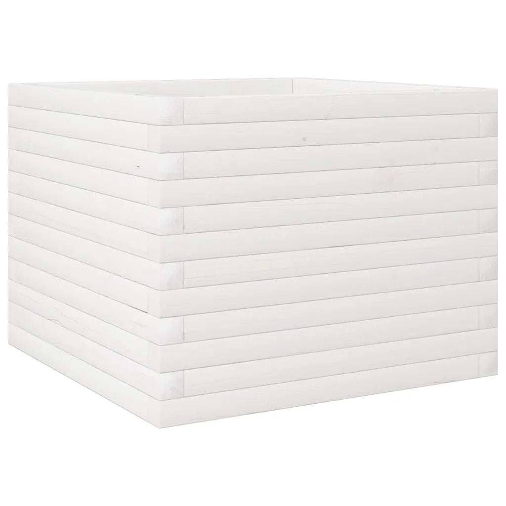Fioriera da Giardino Bianca 60x60x45,5cm Legno Massello di Pino
