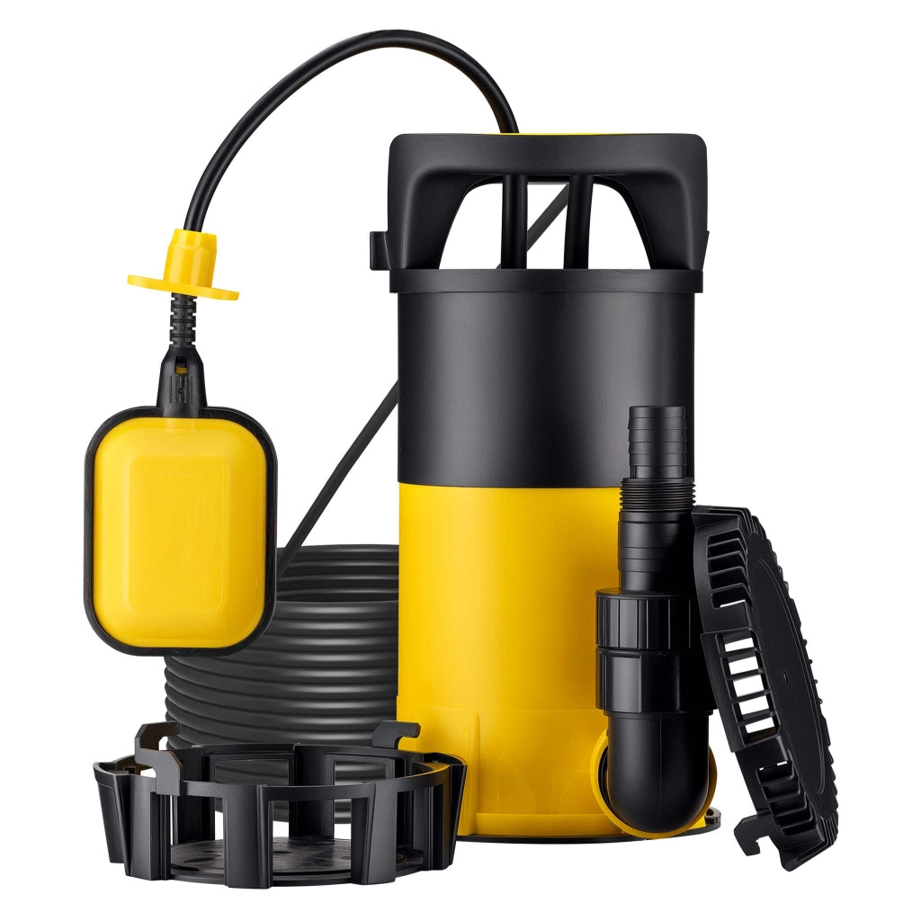Pompa sommersa ad aspirazione piatta 3in1 400 W, portata 8000 l/h, per acque chiare e scure, con galleggiante e termoregolazione, per cantine, stagni, piscine, pozzi