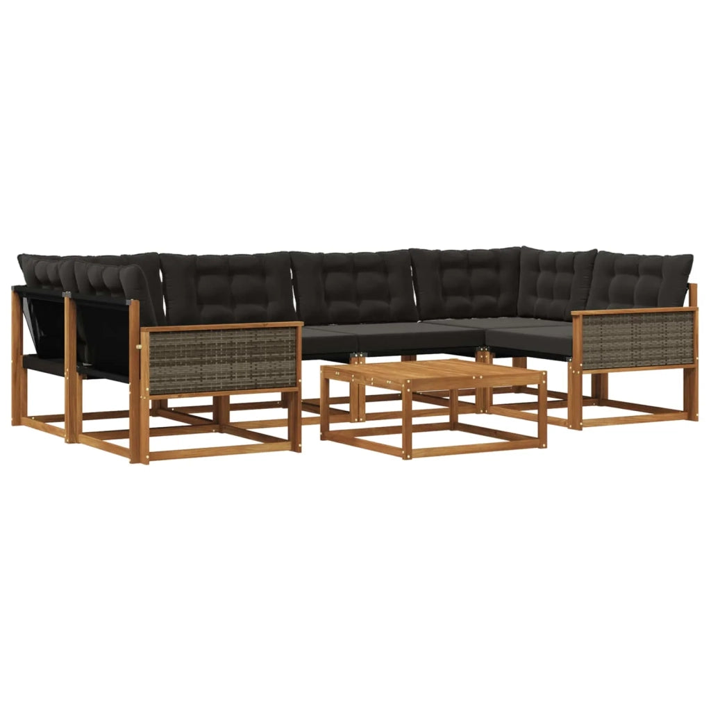 Set di divani da esterno con cuscino 7 pcs Naturale e Nero 3381276
