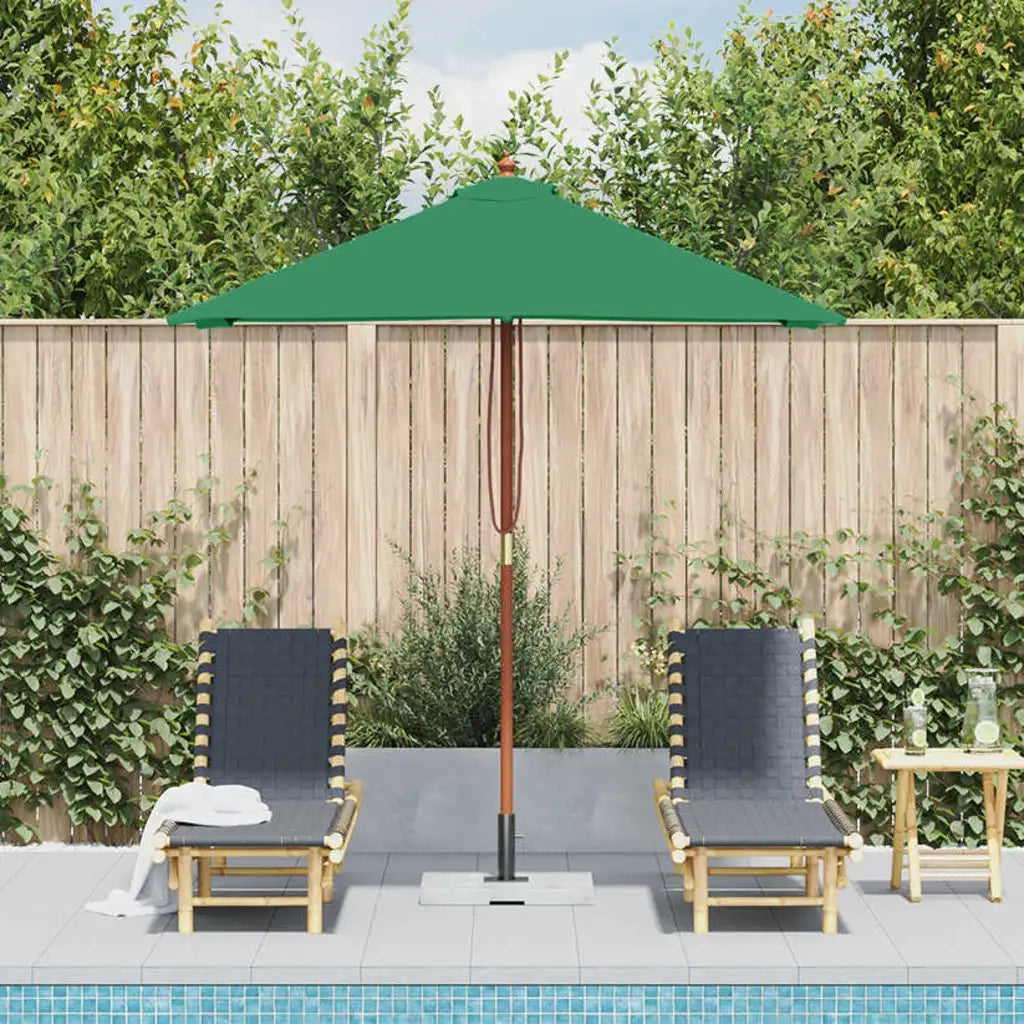 Ombrellone da Esterni con Palo in Legno 150x200 cm Verde 44534