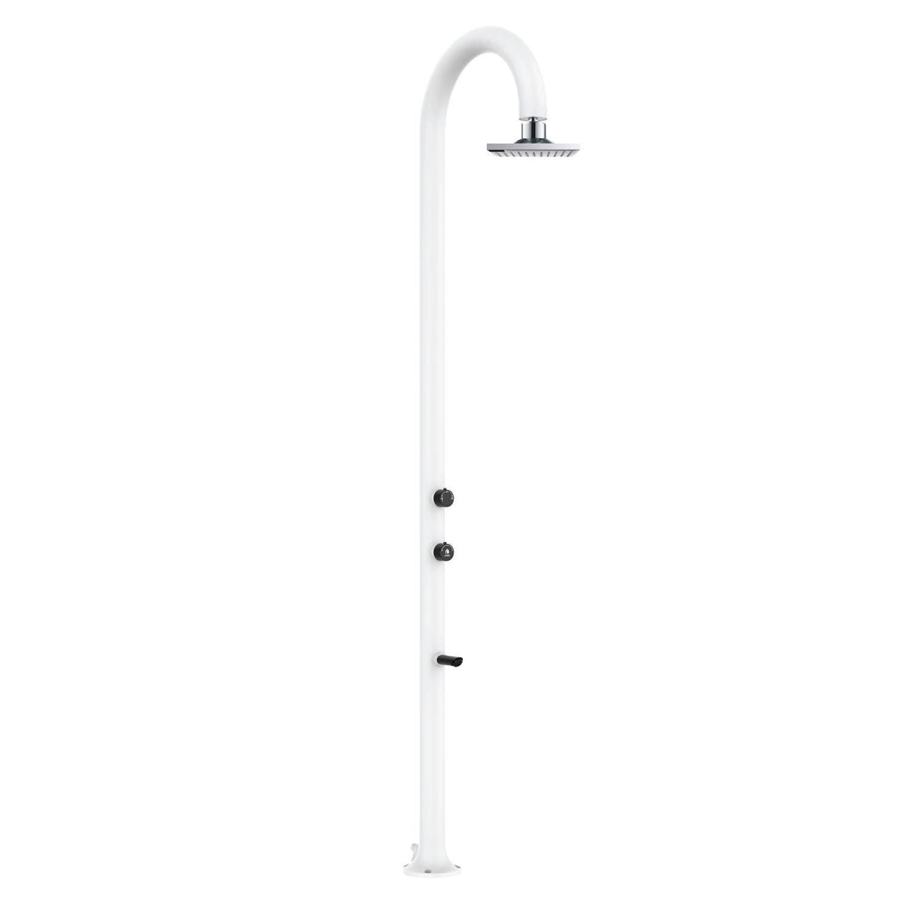 SINED Doccia in Alluminio Bianca con Soffione LCD Doppio Attacco Acqua e Termometro Posizionabile InternoEsterno Altezza 2235 cm Modello LUNAALUBIANCALCD