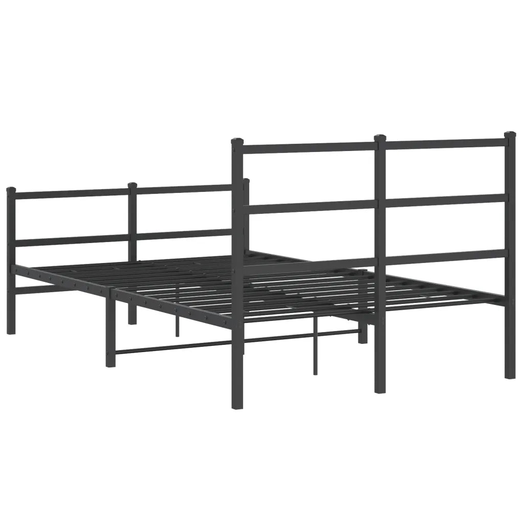 Giroletto con Testiera e Pediera Metallo Nero 120x190 cm 355380