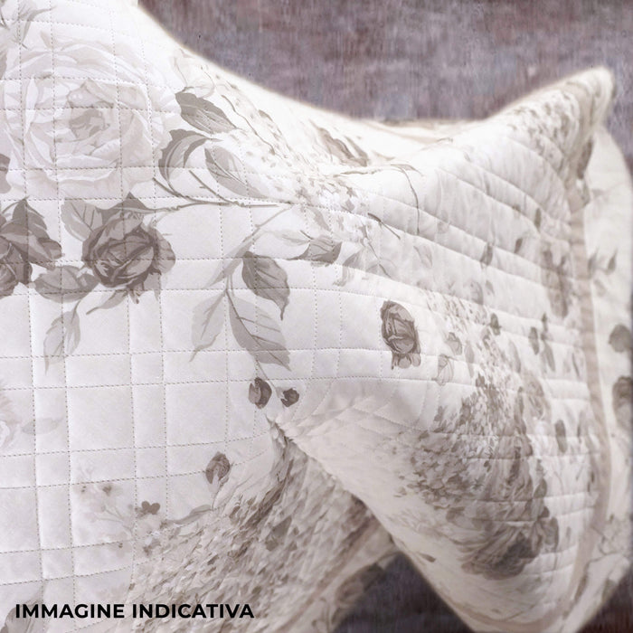 Trapuntino Matrimoniale con Stampa in Percalle di Cotone 100gr Garrini Lauren Grigio