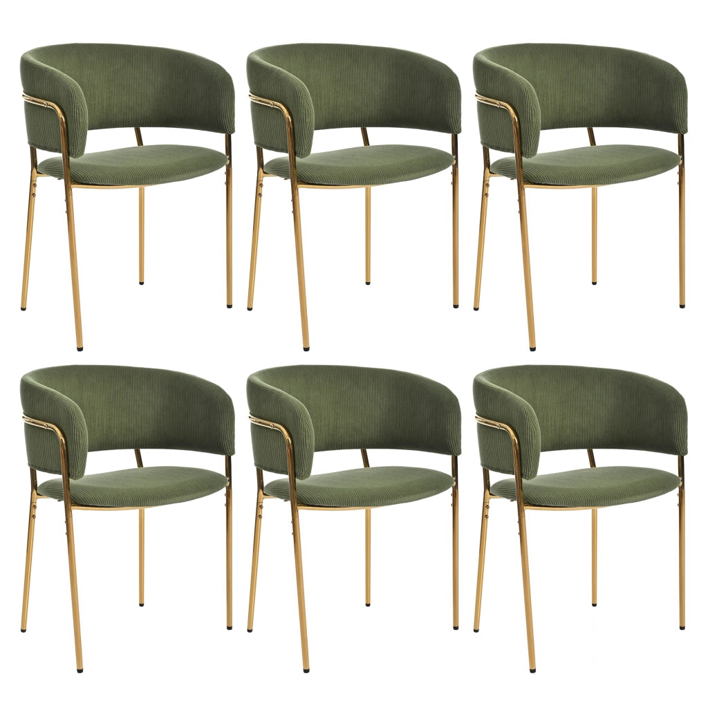 Sedia da Pranzo con Piedini Regolabili e Schienale Ergonomico in Metallo e Legno, Verde