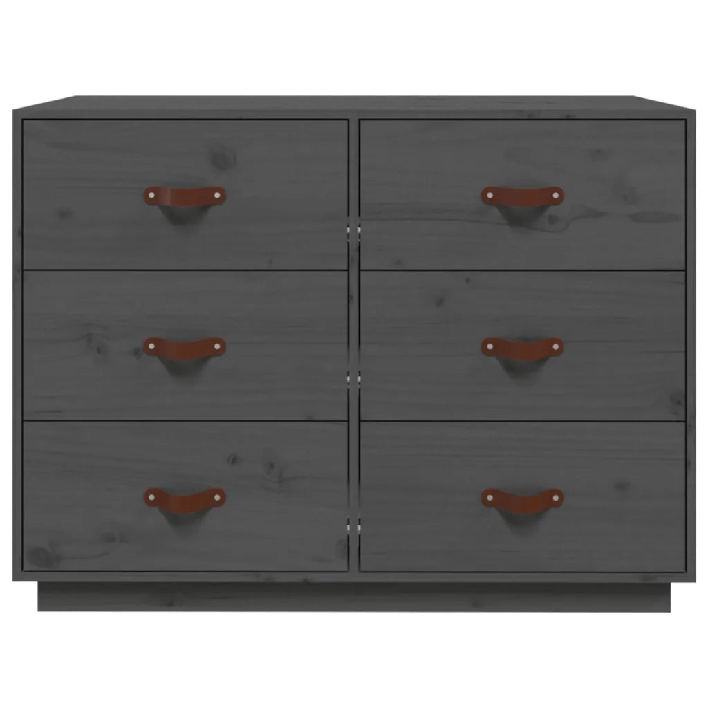 Credenza Grigia 100x40x75 cm in Legno Massello di Pino