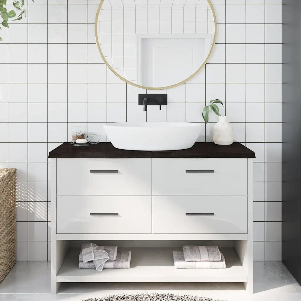 Piano Bagno Marrone Scuro 120x50x(2-4)cm Legno Trattato
