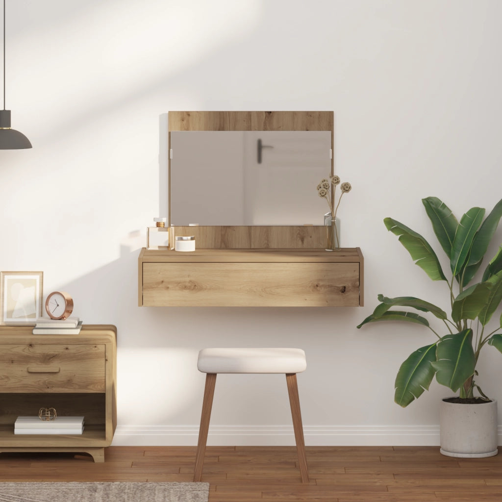 Tavolo da Trucco Appendibile in Rovere Artigianale 83x40x70 cm