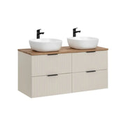 Set da bagno NOXERA 120 cm – Marrone Congo & Wotan – 2 lavabi rotondi