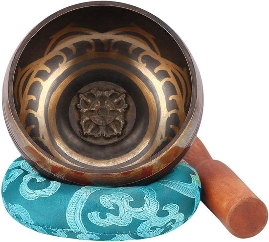 Set di campane tibetane 95 cm - campana tradizionale con plettro e cuscino - meditazione chakra guarigione yoga preghiera