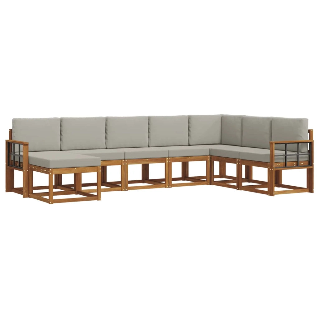 Set di divani da esterno 8 pcs Grigio Naturale e Chiaro