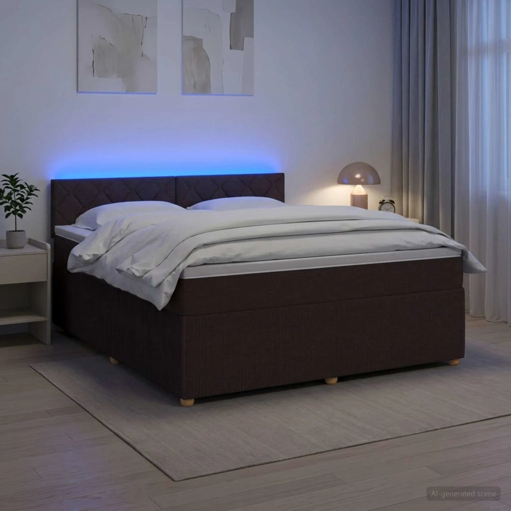 Letto box spring con materasso Marrone Scuro 140 x 190 cm 3452935