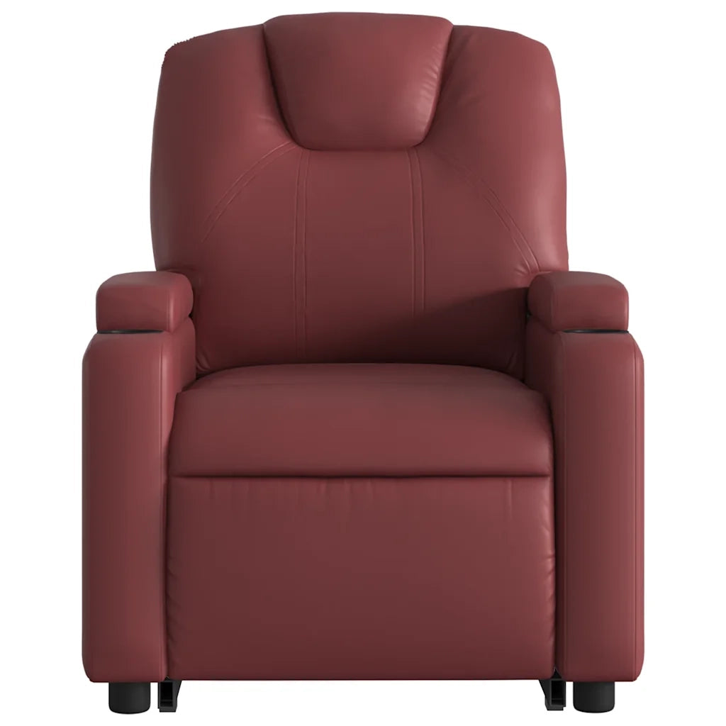 Poltrona | Sedia Relax Alzapersona Reclinabile Rosso Vino in Similpelle