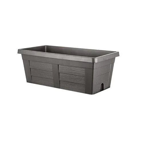 FIORIERA RETTANGOLARE IN PLASTICA EFFETTO LEGNO COLORE ANTACITRE 80 CM