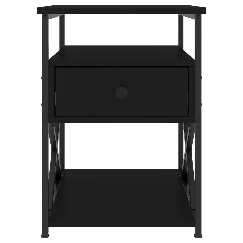 Comodini 2 pz-Set di 2 Tavolino da notte Neri 40x42x55 cm in Legno Multistrato