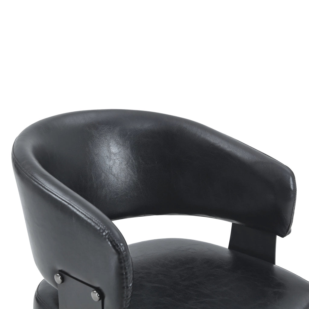 Sedie da pranzo in PU nero, design moderno con schienale sagomato e gambe in metallo