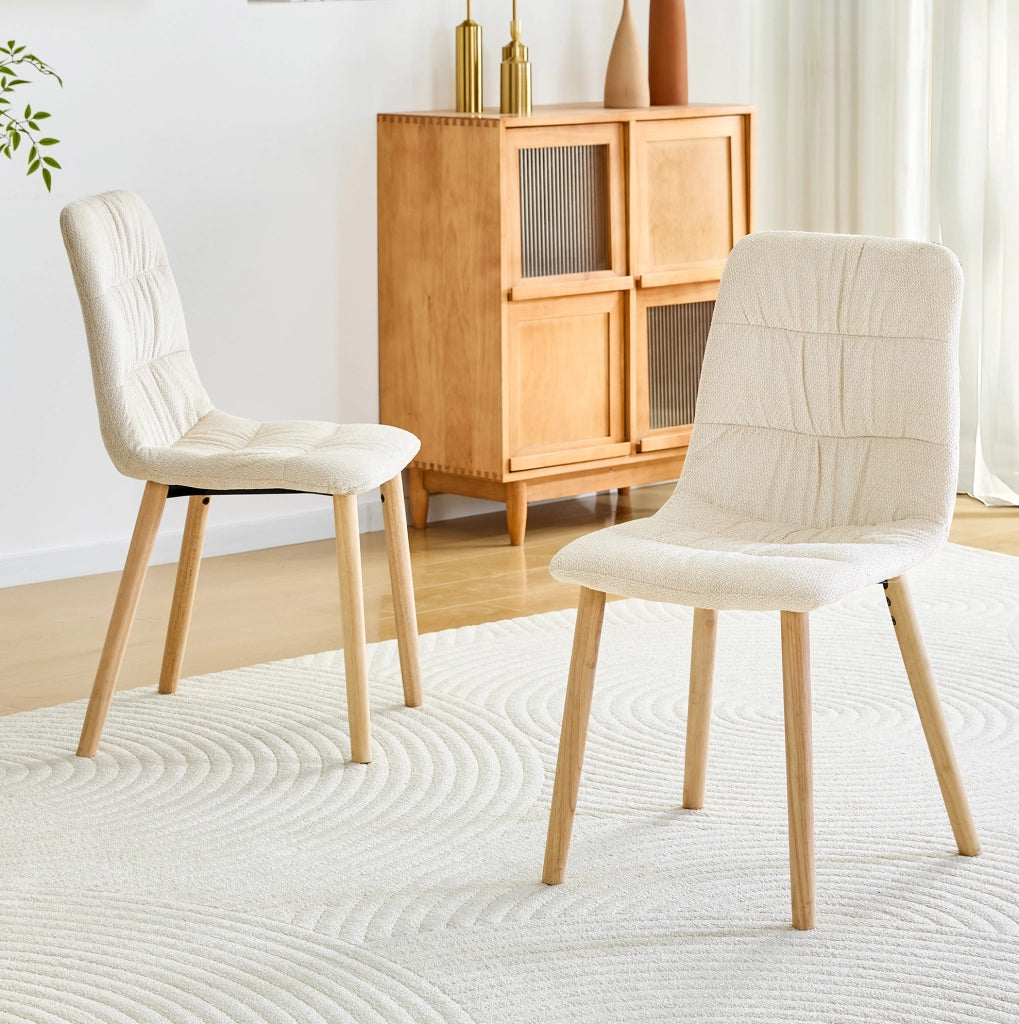 Sedia da pranzo 88 cm bianca in tessuto, set da 2, stile nordico per cucina
