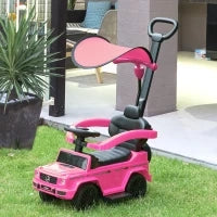 Macchina a Spinta per Bambini 12-36 Mesi con Licenza Mercedes, Tettuccio e Maniglia, 85.5x40.5x95 cm, Rosa