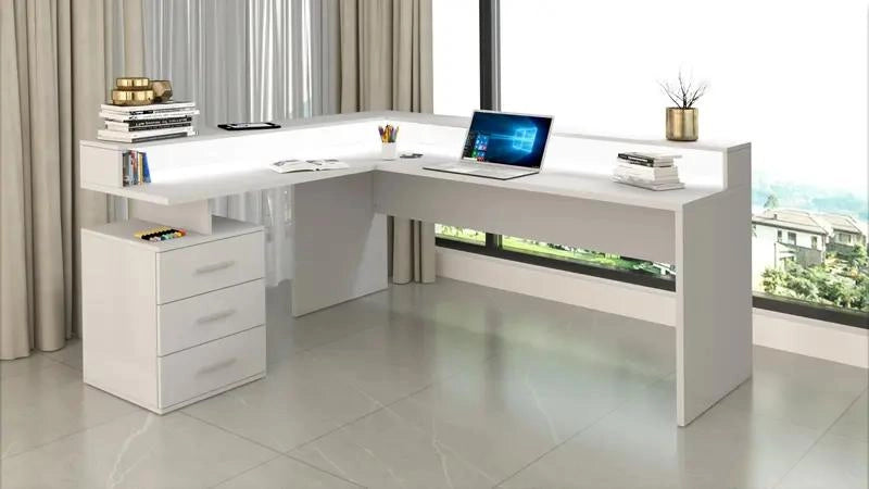 Scrivania New Selina ad angolo con sopralzo moderna e funzionale