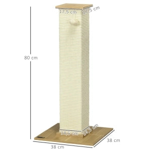 Tiragraffi per gatti 38 x 38 x 80 cm, con palla pendente, struttura stabile in legno, colore rovere