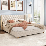 Letto imbottito beige 160x200 cm con rete a doghe