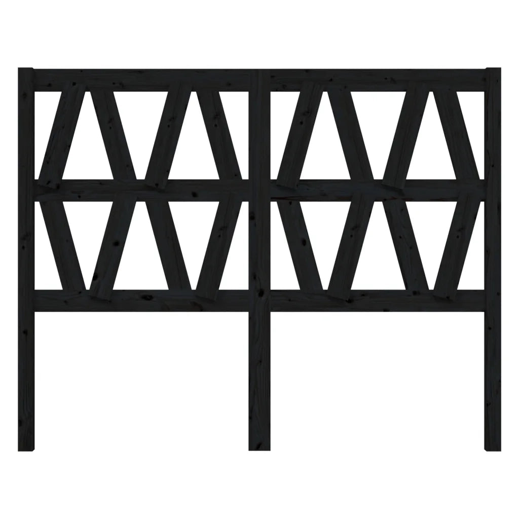Testiera | Testata per Letto Nera 126x4x100 cm in Legno Massello di Pino