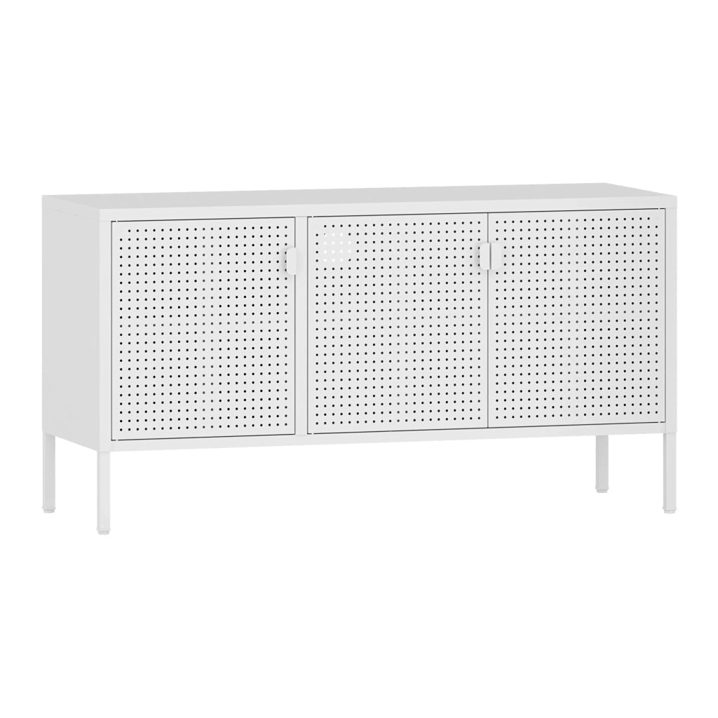 Mobile porta TV mobile porta TV per soggiorno ripiano in acciaio 114 x 40 x 60 cm bianco 03_0010056