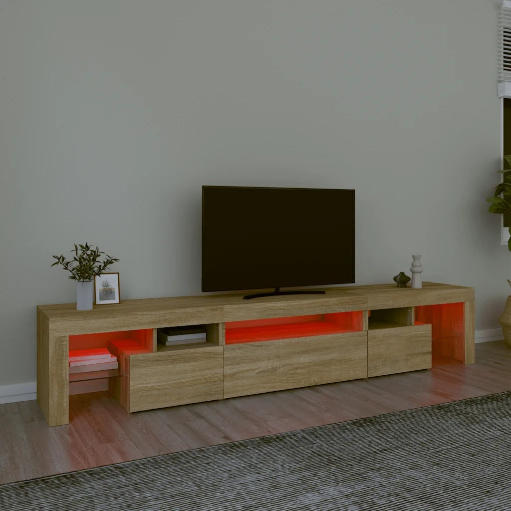 Mobile Porta TV con Luci LED-Credenza per TV Rovere Sonoma 215x36,5x40 cm