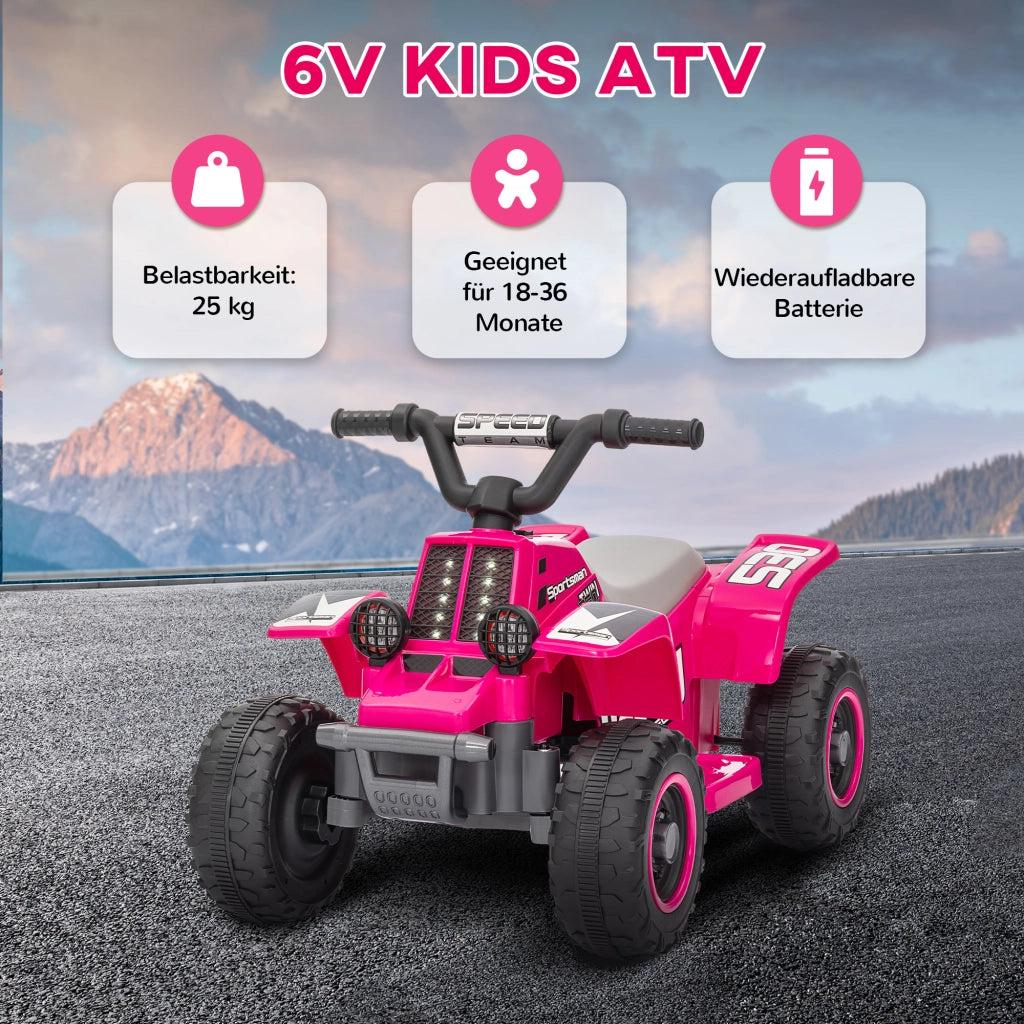 Quad Bike Elettrico Bambini ¨C zephmum ¨C Rosa con Luci LED