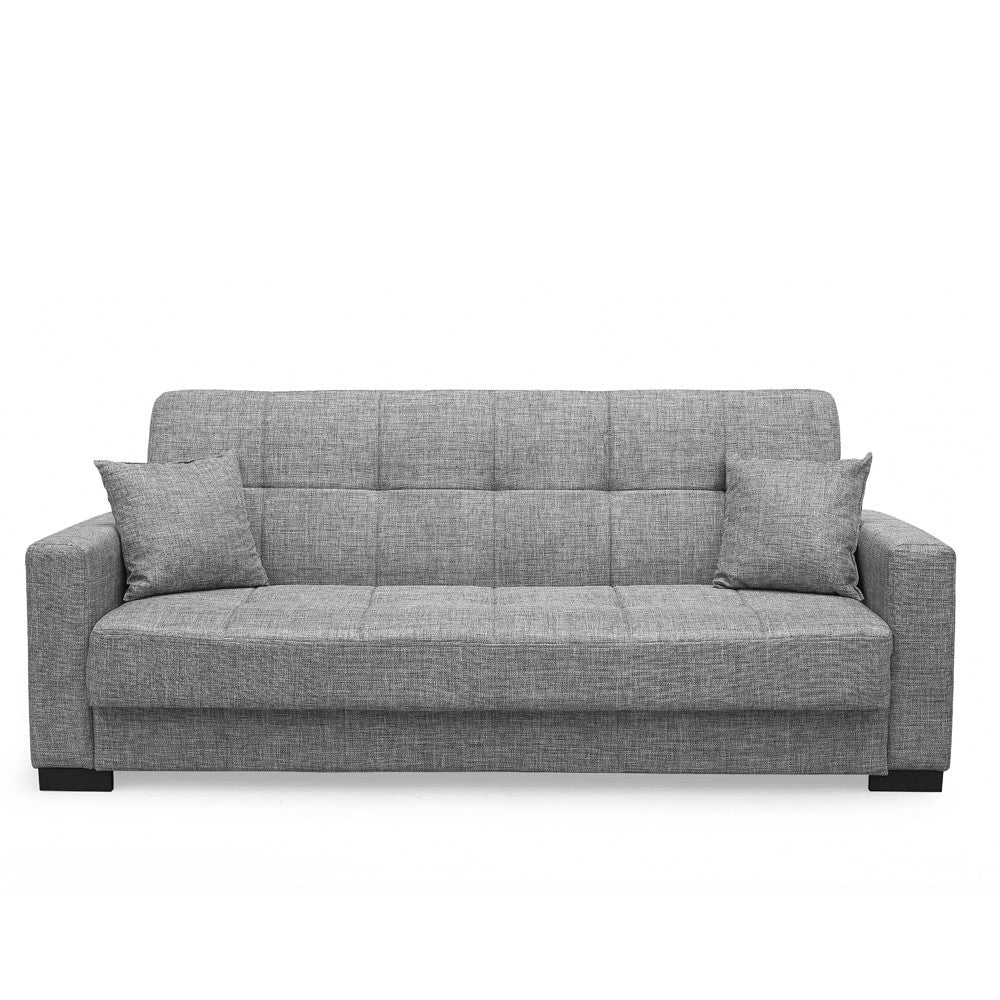 Divano 3 posti funzione letto contenitore NewMalpensa in tessuto grigio 225x88x94h