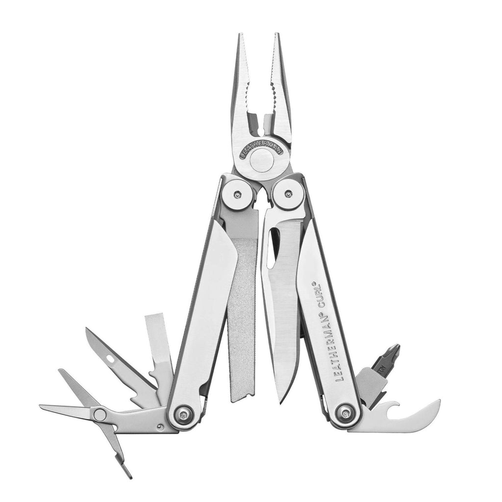 Leatherman LTG832932 Curl Multitool Tascabile 15 Strumenti Acciaio Inossidabile con Fodero in Nylon colore Argento